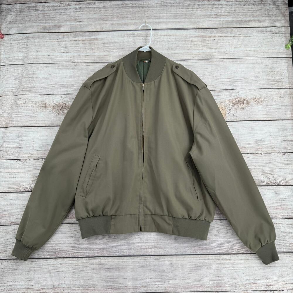 Vintage 70s USMC Pewter 2246 Lightweight Bomber Jacket Mens 50 L‎ Green Full Zip